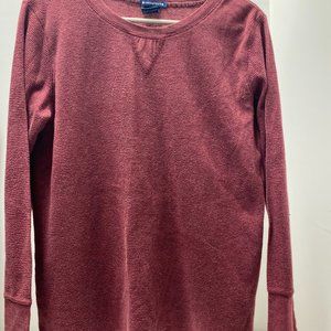 Waffle Texture Maroon Long Sleeve Knit Top